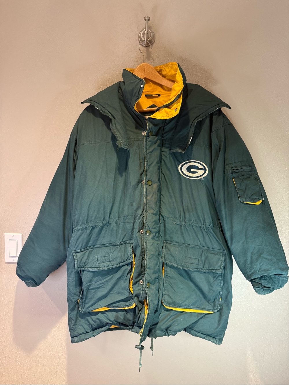 Vintage Green Bay Packers Heavyweight Sideline Parka Jacket Size Medium